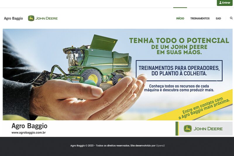 Página da plataforma de treinamentos da Agro Baggio